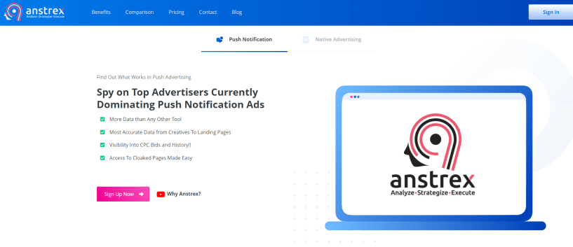 anstrex push ads spy tool